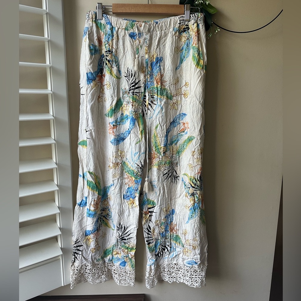 Biaggia Dolce Multicolor Floral Lace Pants